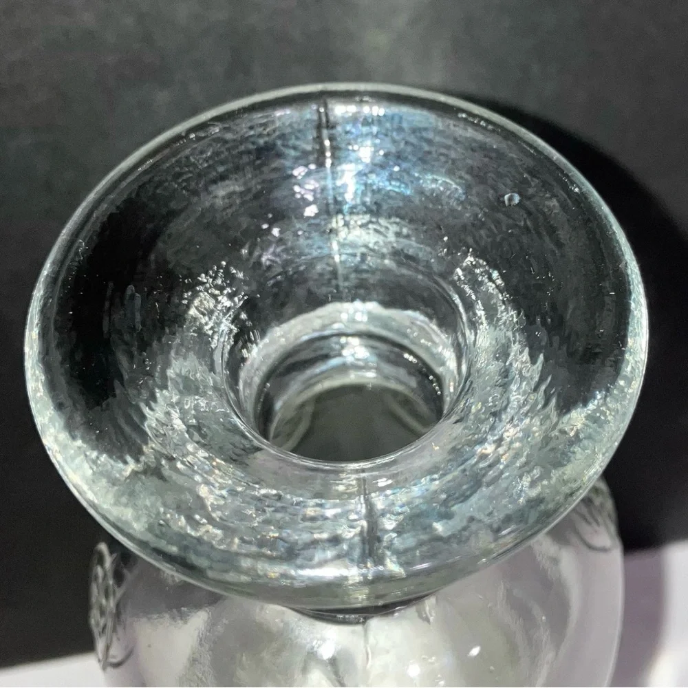 Vase Clear Glass with Embossed Leaves 7 3/4” Tall Fall Season Feaf Pattern